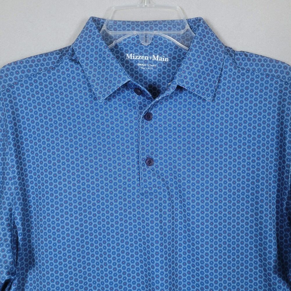 NWOT Mizzen Main Versa Polo Men S  Blue Moisture Wicking Golf Classic Fit